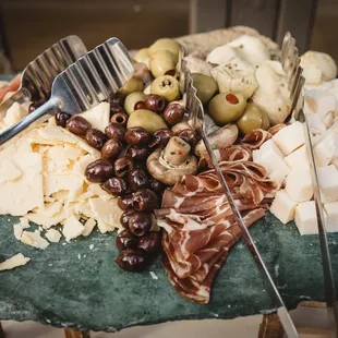 One of our appetizers was a cheese and meat display.