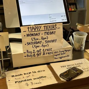 Happy hour info