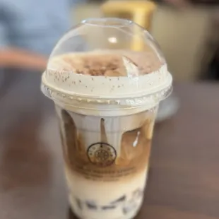 Almond White Coffee w/Sea Salt Cream &amp; Coffee Jelly (Iced)