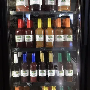 Look at all the types of ciders! Blackberry! Blueberry! Cherry! Apple!