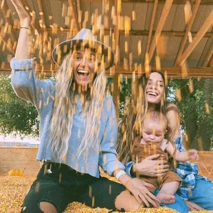 two women and a baby