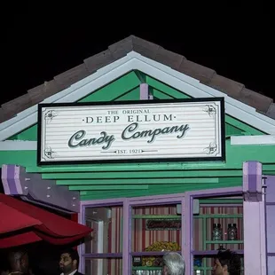 the entrance to the deep ellum candy company