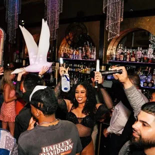 a group of people at a party