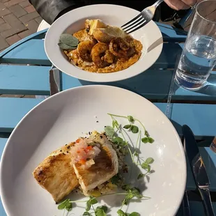 The shrimp and ravioli entree and the mahi mahi with quinoa.