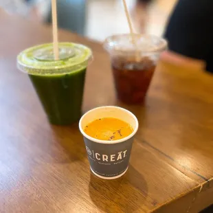 T&amp;T has lots of fresh-pressed juices! I recommend the wellness shot with turmeric, ginger and cayenne!