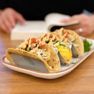 Tacos - grilled portobello, soyrizo, chimichurri vegan "chicken"