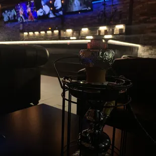 a table with a plant on it