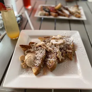 Special French toast (cookie butter French toast) The Volo Mega French Toast (the flight)