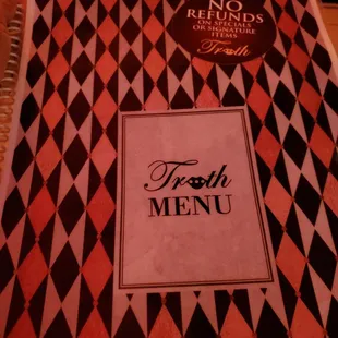 a menu on a table