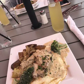 Jerk Chicken Alfredo Omelet