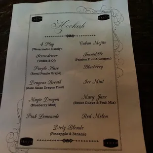 menu