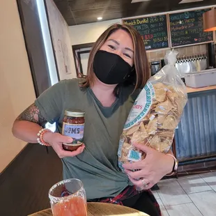 They sell local salsa and chips to munch on!