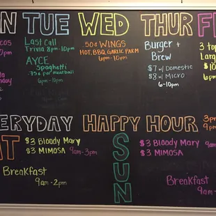 This is their daily specials! Happy Hour is $4 wells and $5.25 glasses of wine