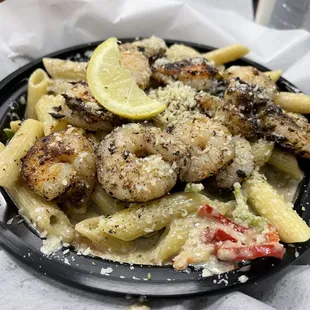 Rasta Pasta with shrimp