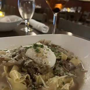 Mushroom Tagliatelle with poached egg