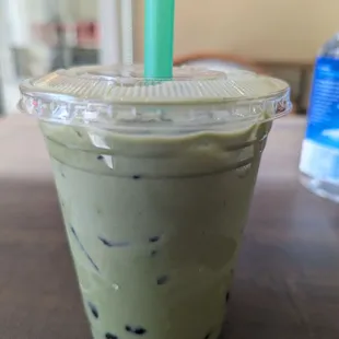 Matcha rose boba