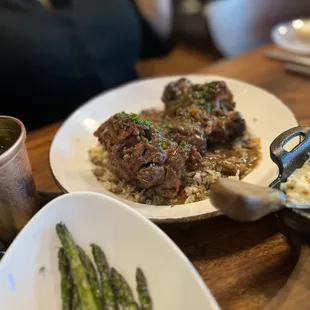 Oxtails and asparagus