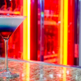 a blue and white cocktail