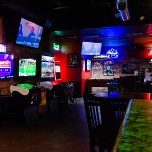 a bar and televisions