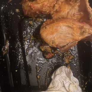 2 pieces of chicken too dried up to eat from the Egusi soup 2 meat choices.