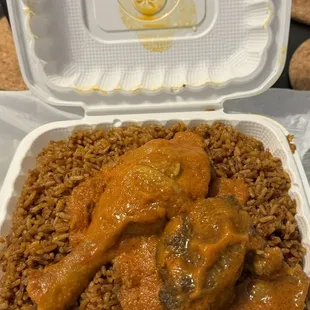 Jollof Rice with beef and chicken