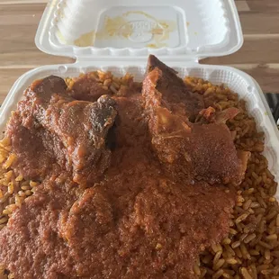 Rice and goat meat