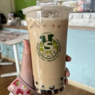 honey milk tea w/ boba