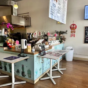a view of the counter and seating area