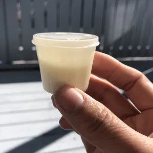 Sweet lemon aioli sauce.