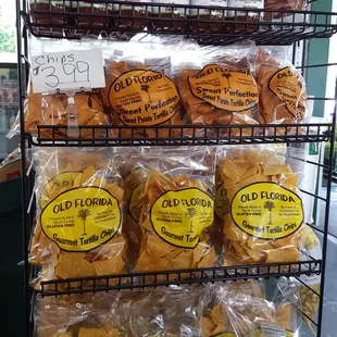 a display of food items