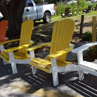 a row of lawn chairs