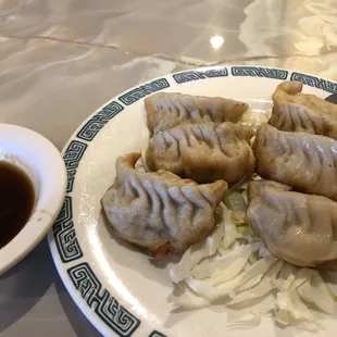 Pan fried (home made) dumplings.