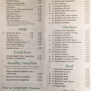 Appetizers, soup and some entrees