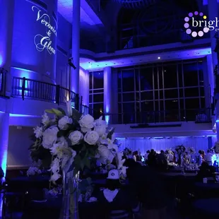 Tsakopoulos Library Galleria Sacramento Deep Blue Uplighting | Brighten Up Event Lighting