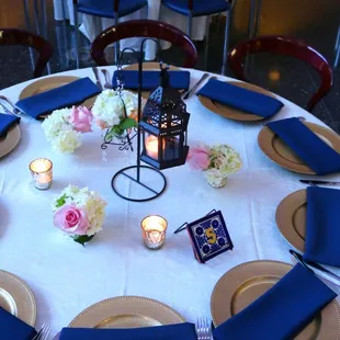 Tsakopoulos Library Galleria Decor + Catering by Griseldas Catering  Blue Uplighting | Brighten Up Event Lighting