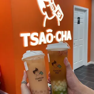 guava yogurt w crystal boba + melon green tea w nata jelly