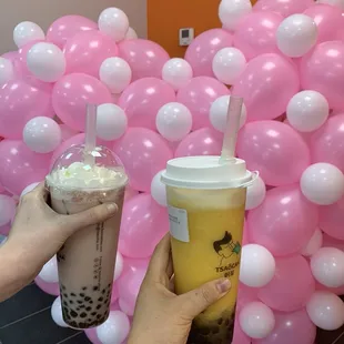Creme rose boba $5.95 Mango tango slushie $6.25