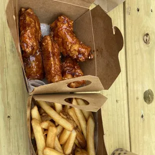 Honey Garlic Wings and Fries