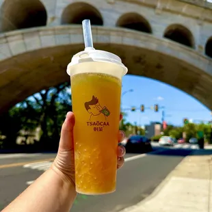 Honey Citrus &amp; Lime Jasmine Tea with mango boba