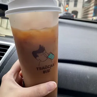 Bubble Milk Black Tea Brown Sugar with almond milk / Dec 2023