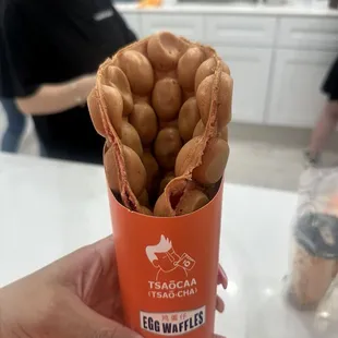 Pink Velvet (Peach Flavor)Egg Waffle
