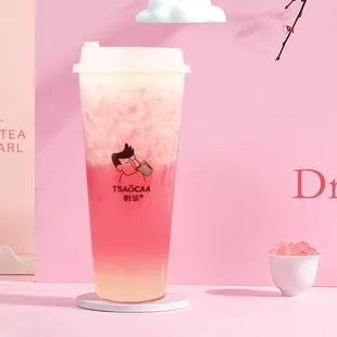 lychee green with milk foam