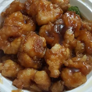 Dinner general tso shrimp