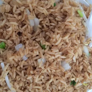 &quot;Vegetable&quot; fried rice Only vegetables are onion, scallion and bean sprouts.