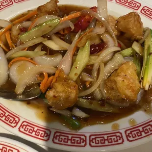 The spicy scallops were really good.