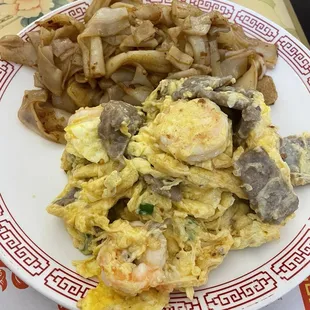 Combination Scrambled Eggs and chow fun