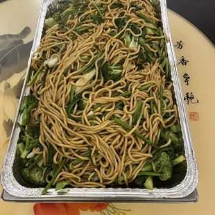 Large tray vegetable chow mein $120