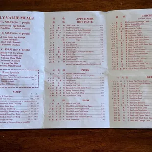 menu