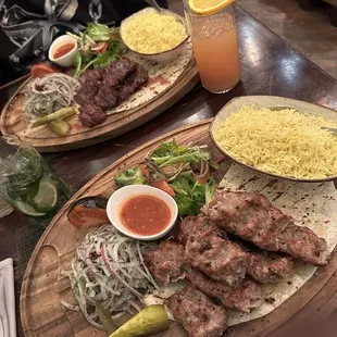 Mediterranean lamb kebab platter Mojitos  Sex on the beach