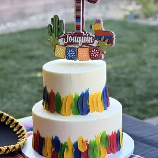 Cake received, topper purchased from Etsy.